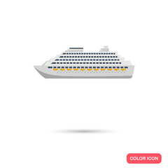 Color flat cruise ship icon. Flat design
