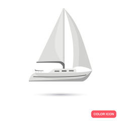 Color flat private yacht icon. Flat design