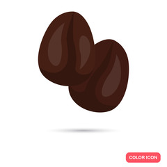 Color flat coffee grains icon. Flat design