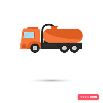 Color Flat Vacuum Truck, Icon. Flat Design