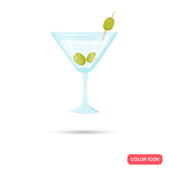 Color flat martini cocktail icon. Flat design