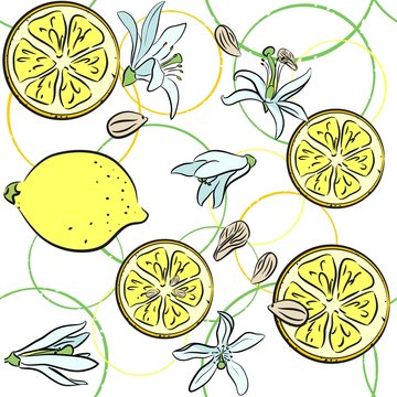Seamless background with lemons