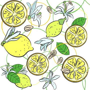 Seamless background with lemons