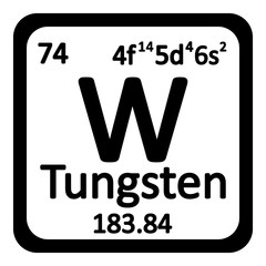 Periodic table element tungsten icon.