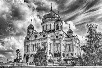 Fototapeta na wymiar Cathedral of Christ the Saviour, iconic landmark in Moscow, Russ