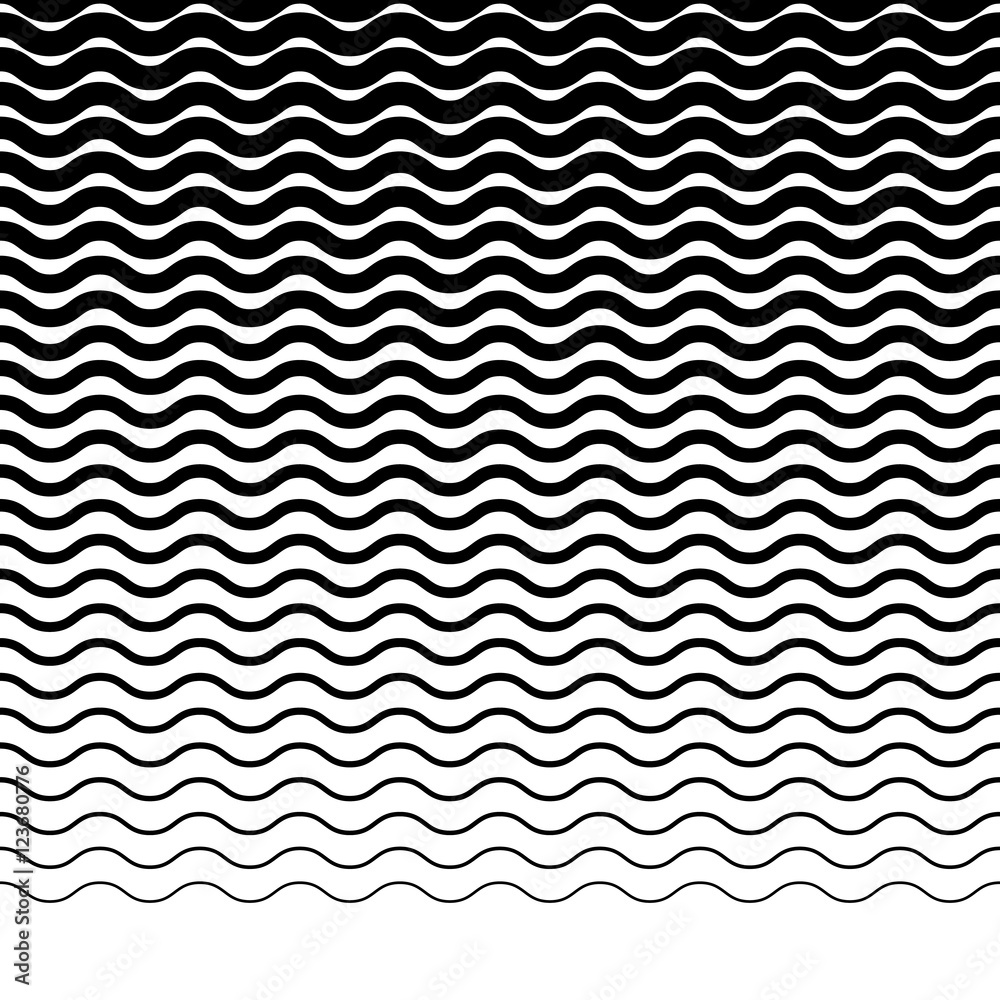 Poster Parallel wavy-zigzag horizontal lines - Horizontally repeatable