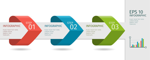 Infographic arrows with step up options. Vector template in flat design style. - obrazy, fototapety, plakaty