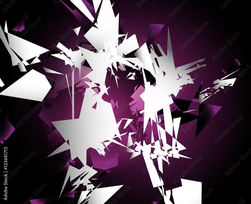 Fototapete abstract shattered digital art with random edgy shards. digital