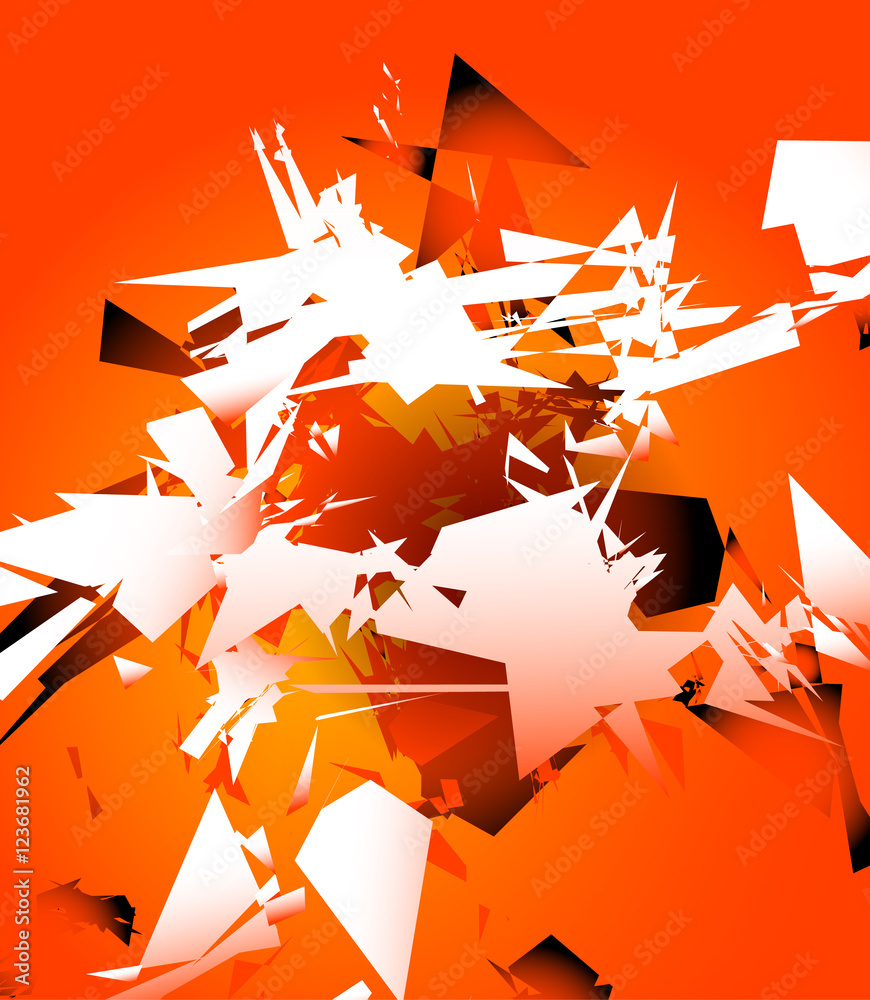 Poster Abstract shattered digital art with random edgy shards. Digital
