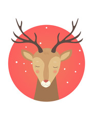 Vector deer drawing on the grey background