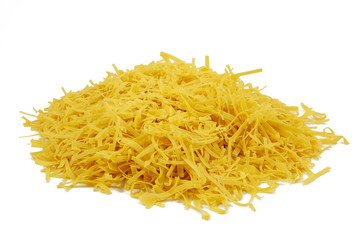 Pile of pasta, noodles, home-made, isolated on white background