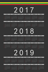 Fototapeta premium Set of black rectangle Lithuanian 2017, 2018, 2019 year vector c
