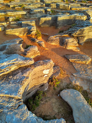 Peniche rocks near Cabo Carvoeiro in sunset light