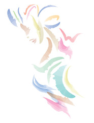 Naklejka premium Fashion Artwork, Abstract Watercolor effect, Illustration (Vector Art)