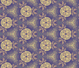 Seamless vintage wall-paper, decorative flowers, sand-blue