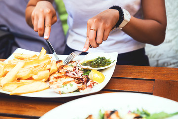 Dinner at restaurant.