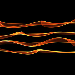 Set of abstract red smoke fire brushes over black background. Wavy elegant collection elements for your design and art