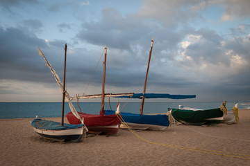 Fototapeta na wymiar Fishing boats on the beach
