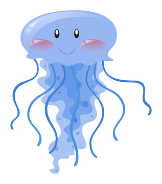 Blue jellyfish with happy face