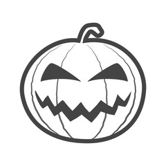 Halloween pumpkin outline thin icon, pumpkin sticker for the Happy Halloween holiday. Isolated vector illustrationon on white background.