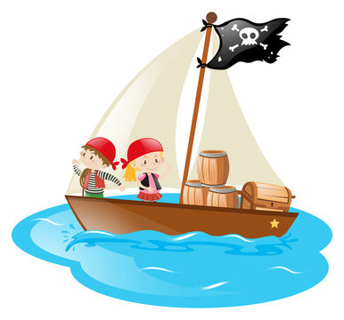 Pirates sailing at sea