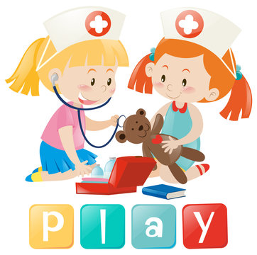 Girls playing doctor and nurse