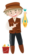 Fisherman holding dead fish in hand