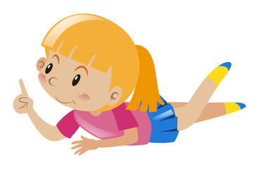 Little girl pointing up finger