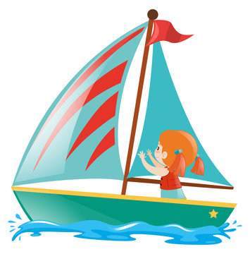 Little girl sailing on the sea