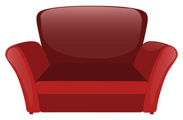 Red sofa on white background