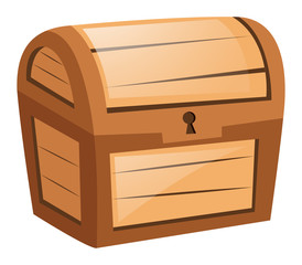 Wooden chest on white background