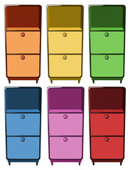 Drawers in six different colors