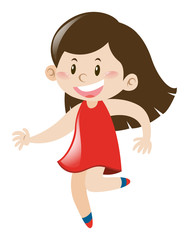 Little girl in red dress runs