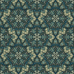 Ornate floral seamless texture, endless pattern with vintage mandala elements.