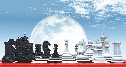 Chess, placed against the background of the lunar sky