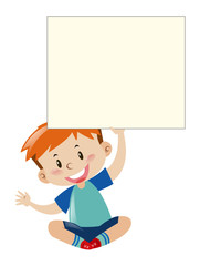 Little boy and giant white paper