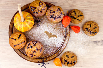 Halloween sweets and leafs