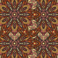 Ornate floral seamless texture, endless pattern with vintage mandala elements.