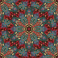 Ornate floral seamless texture, endless pattern with vintage mandala elements.
