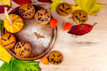 Halloween sweets and leafs