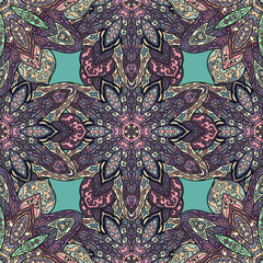 Ornate floral seamless texture, endless pattern with vintage mandala elements.