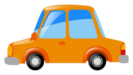 Orange car on white background