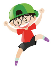 Little boy wearing green cap