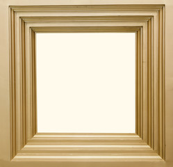 A squaregolden picture of frame on white isolate.