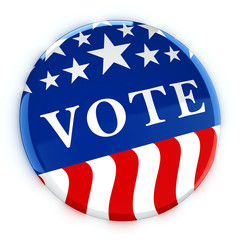 Vote button in red, white, and blue with stars - 3d rendering