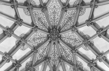 Boss on Ceiling Lady Chapel in Wells Cathedral A BW