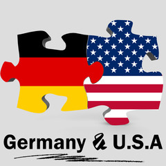 USA and Germany flags in puzzle