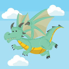 dragon flying vector illustration design