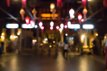 image of blur restaurant in night time for background usage .