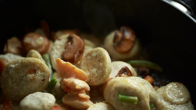 Champignon De Pari French dish. Gourmet sour cream sauce